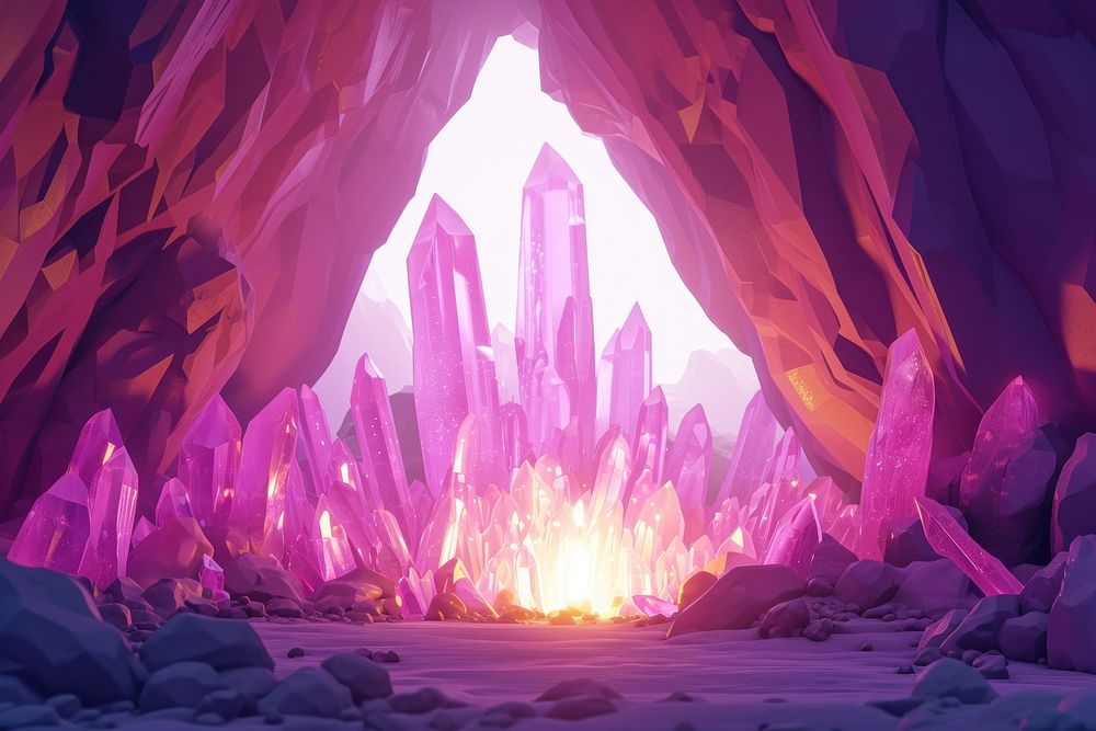 Cute crystal cave fantasy background backgrounds nature purple.