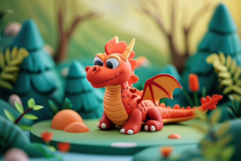 Cute dragon fantasy background cartoon kid representation.