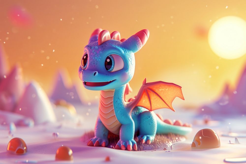 Cute dragon fantasy background cartoon outdoors representation.