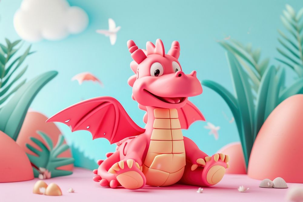 Cute dragon fantasy background cartoon representation celebration.