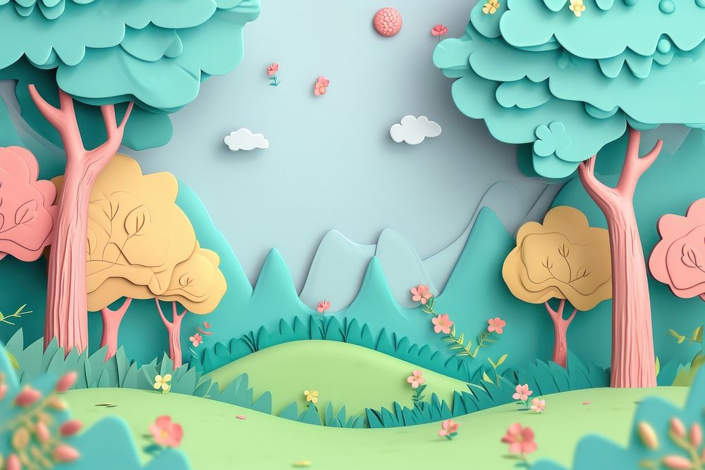 Cute forest fantasy background cartoon outdoors tranquility.