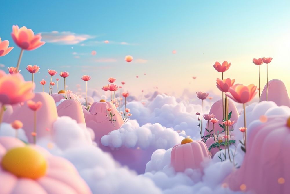 Cute floating land in the sky fantasy background backgrounds outdoors nature.