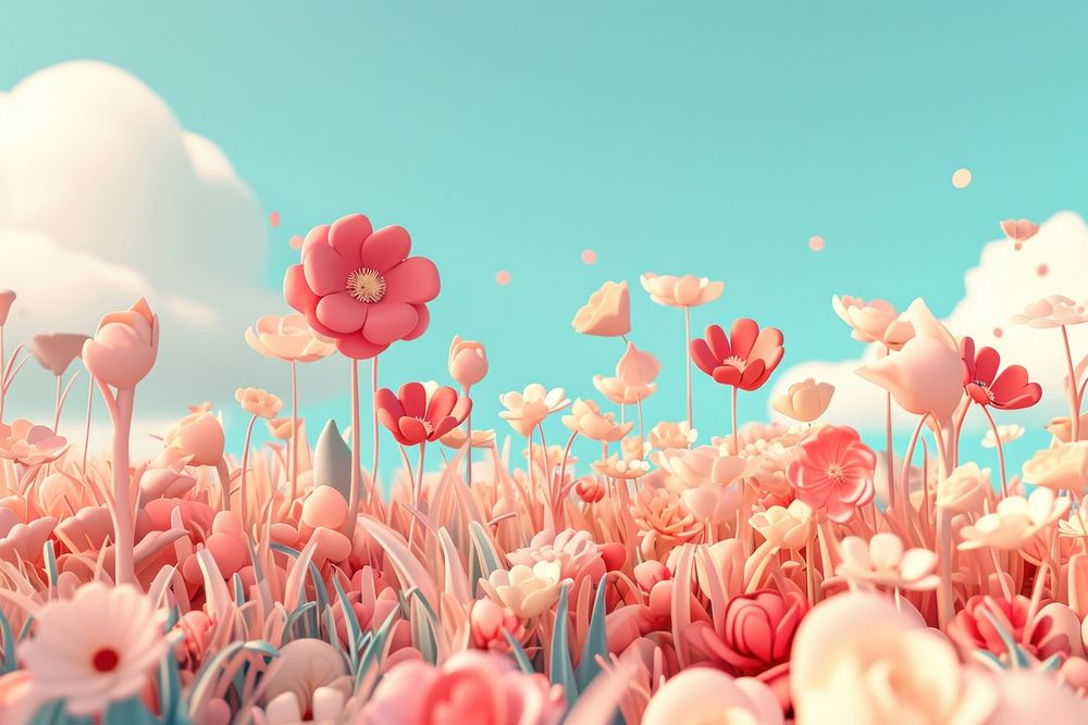 Cute floral field fantasy background outdoors blossom flower.