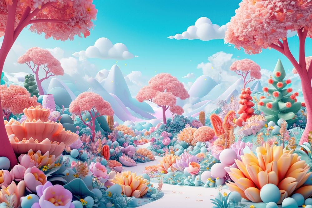 Cute giant fantasy background outdoors nature art.