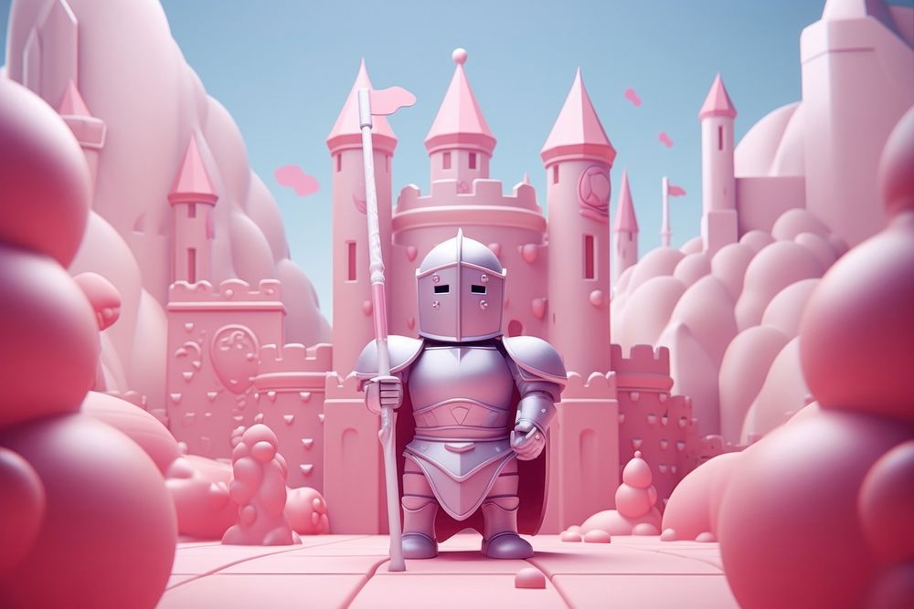 Cute knight fantasy background cartoon representation futuristic.