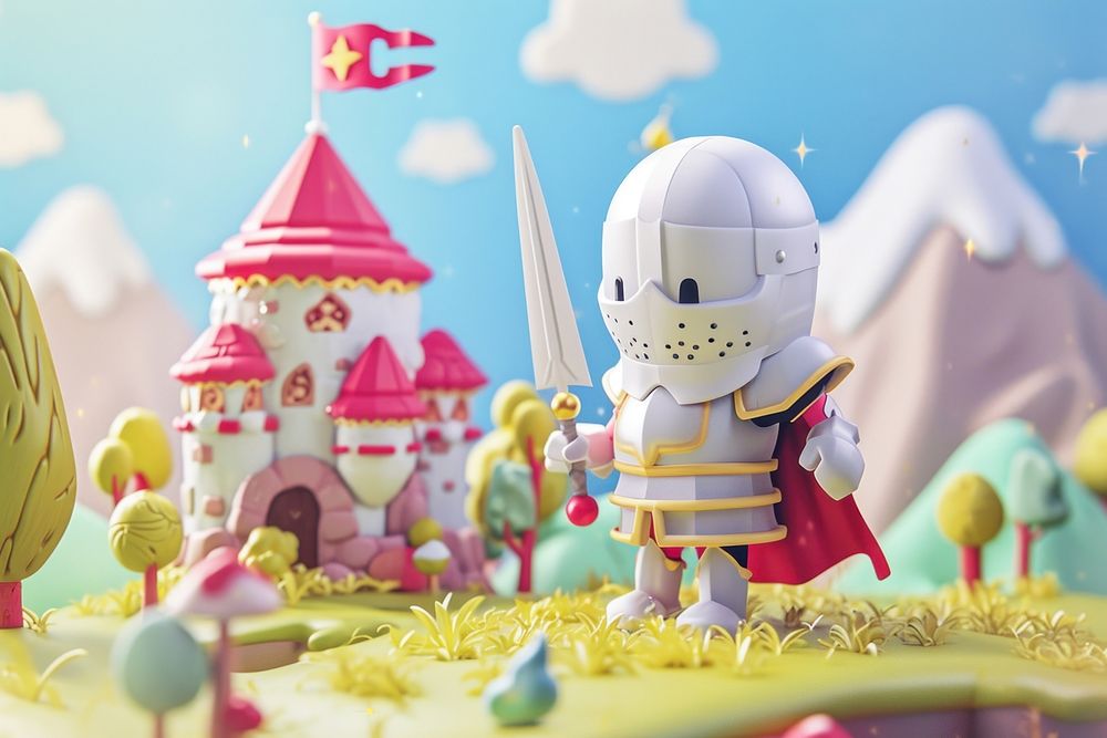 Cute knight fantasy background outdoors cartoon representation.