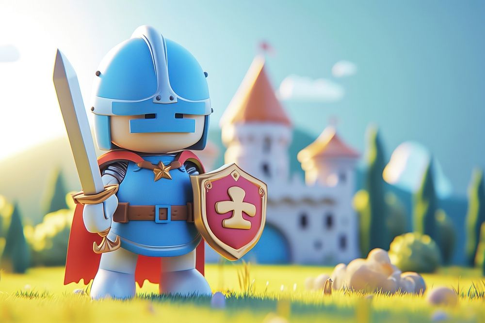 Cute knight fantasy background cartoon representation protection.