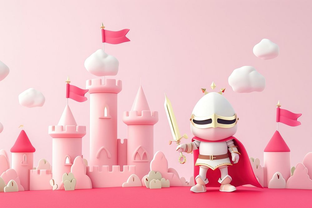 Cute knight fantasy background cartoon representation celebration.