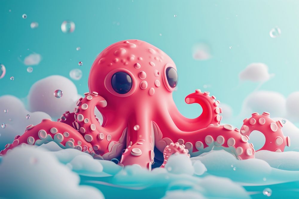 Cute kraken fantasy background octopus animal invertebrate.
