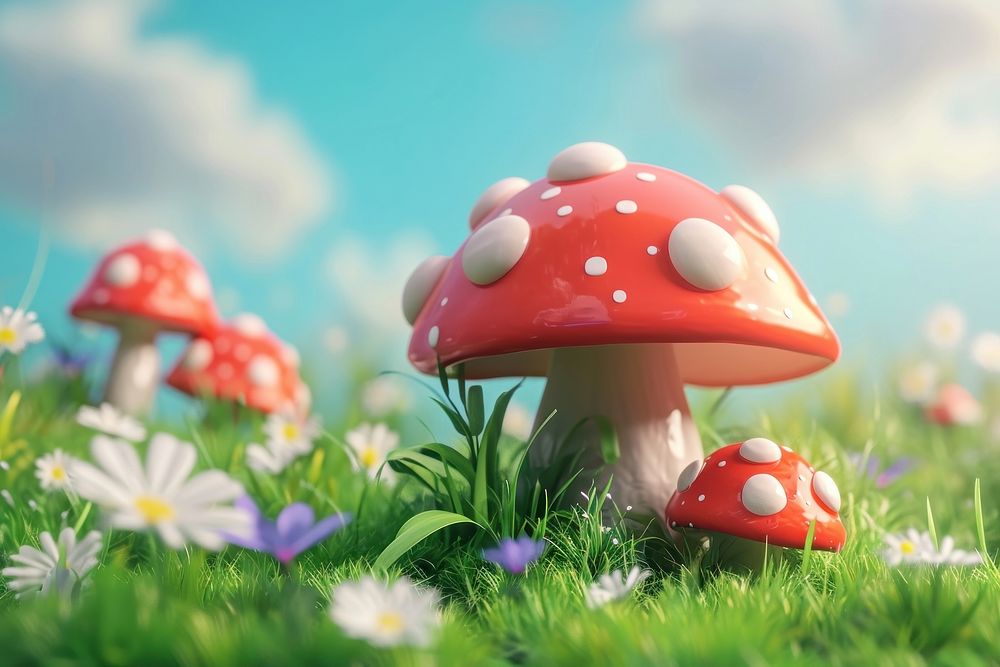 Cute mushroom fantasy background outdoors fungus nature.