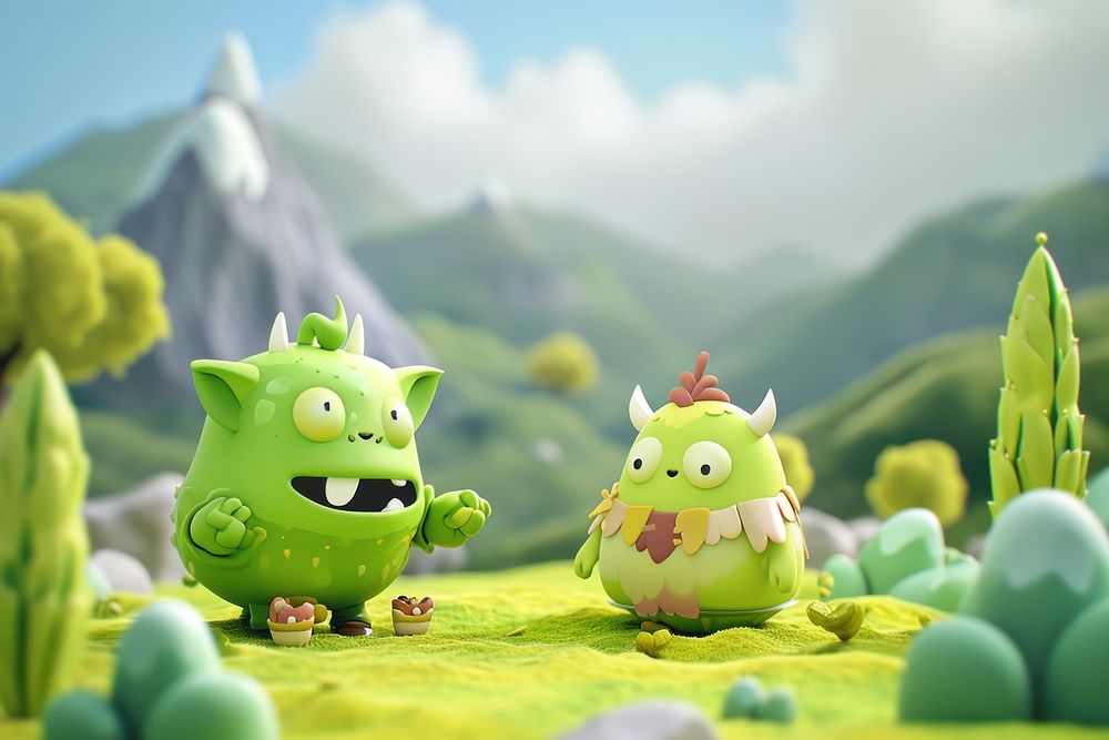 Cute orc fantasy background cartoon outdoors nature.