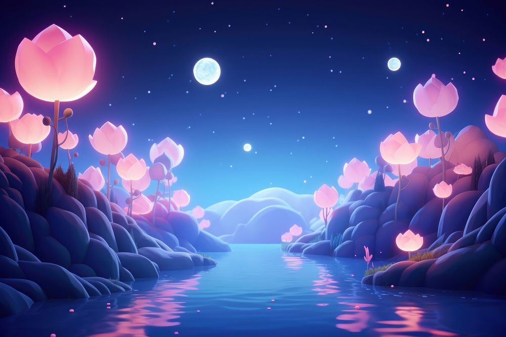 Cute river fantasy background outdoors glowing nature.