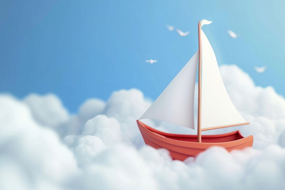 Cute sail boat in the sky fantasy background watercraft sailboat outdoors.