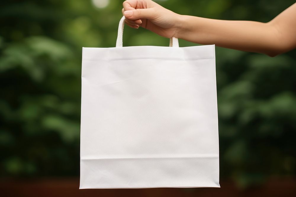 Paper shopping bag  handbag holding white.