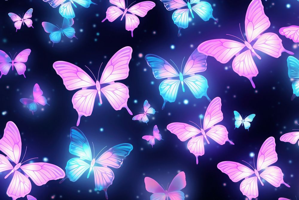 Pastel butterfly neon backgrounds graphics pattern.