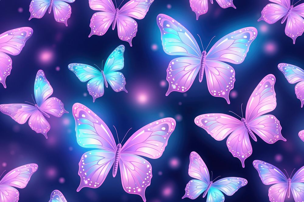 Pastel butterfly neon pattern backgrounds graphics.