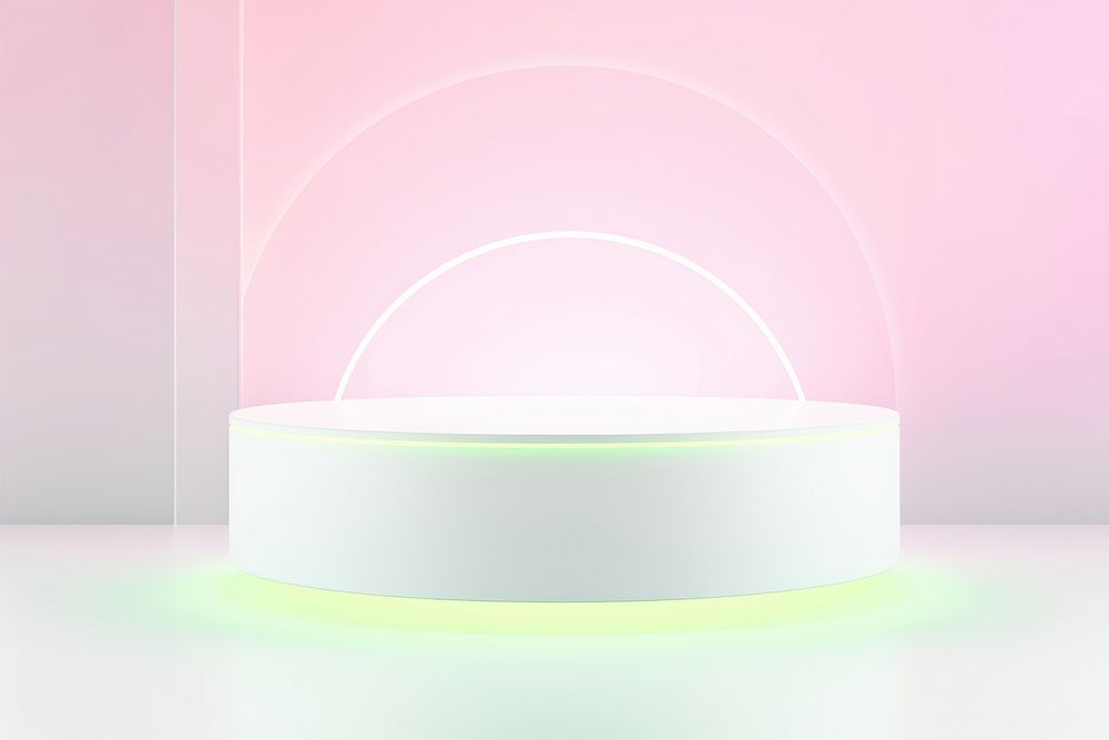 Modern white pink green and yellow shape light illuminated.