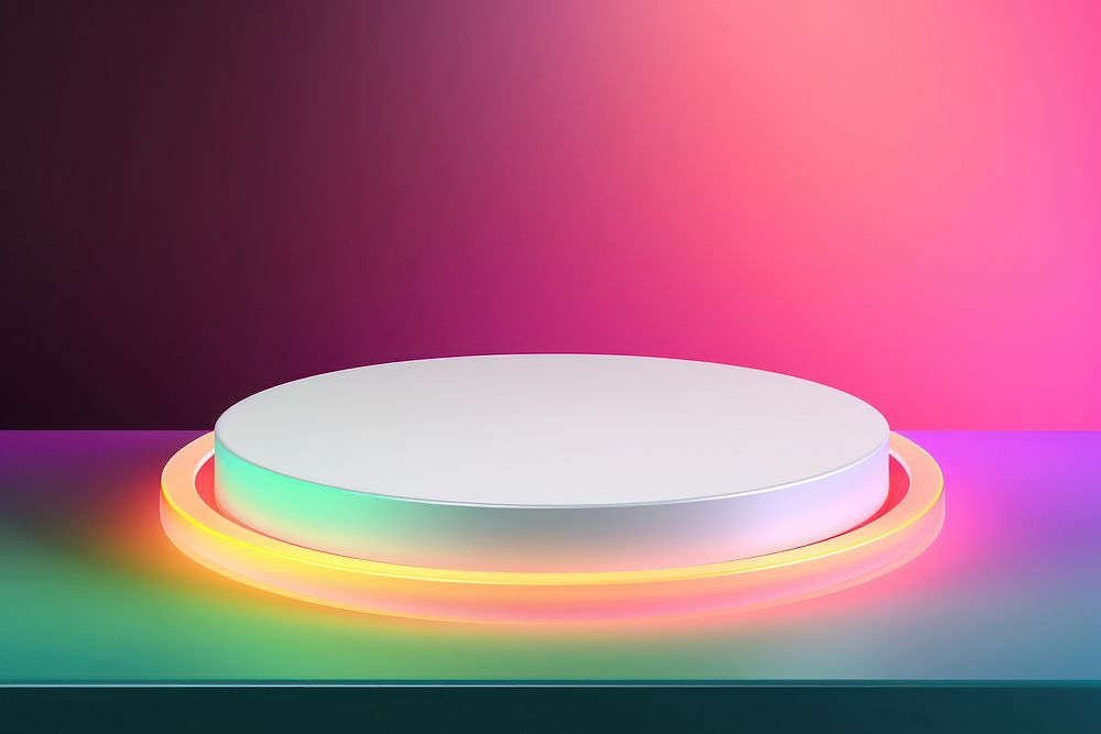 Modern white pink green and yellow lighting shape illuminated.