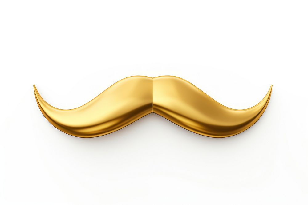 Mustache gold shiny white background.