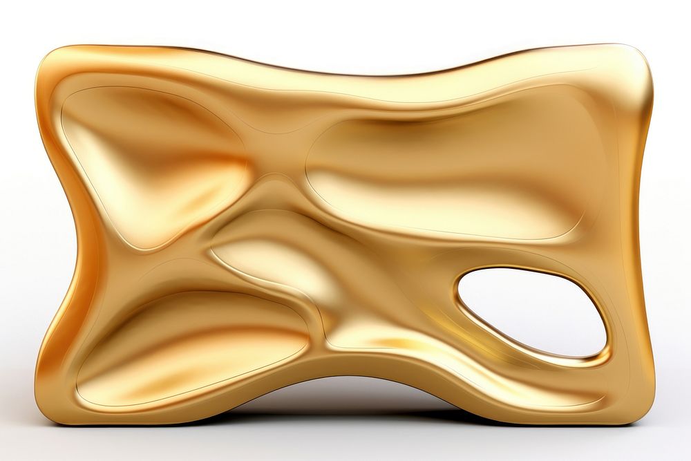 Biomorphic rectangle gold jewelry shiny.