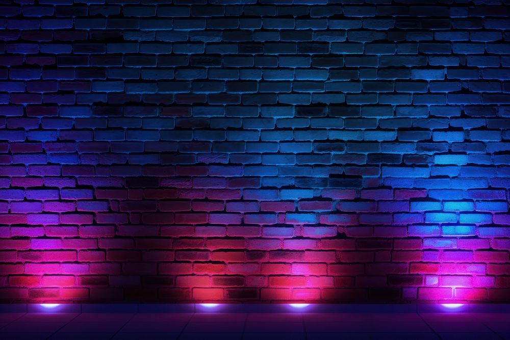 Brick wall neon architecture backgrounds lighting.