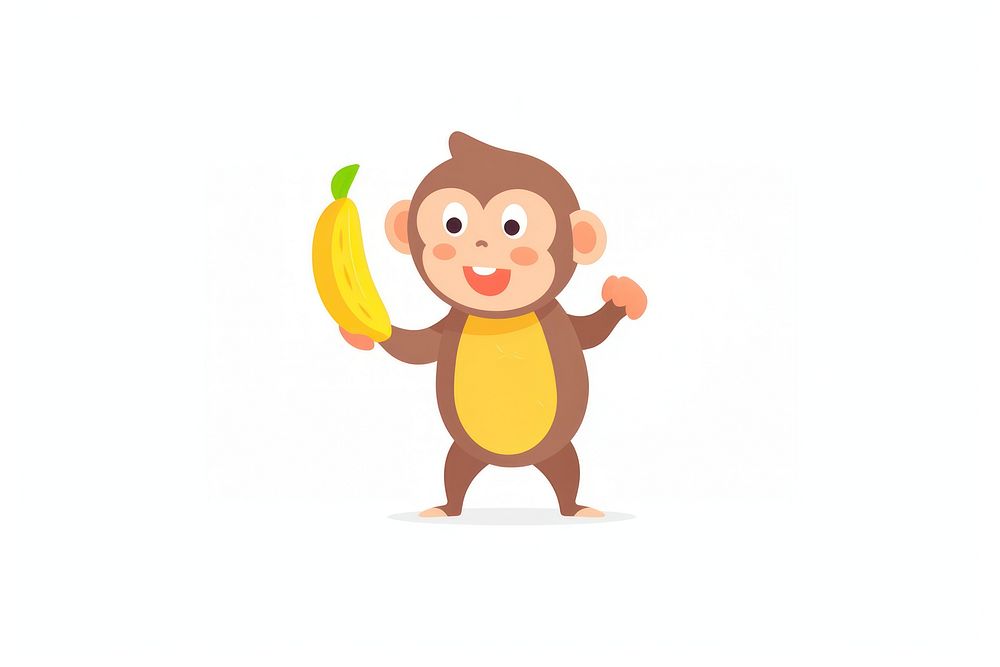 A Monkey holding banana cartoon cute representation.