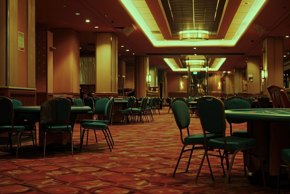 Empty scene of casino nightlife chair table.