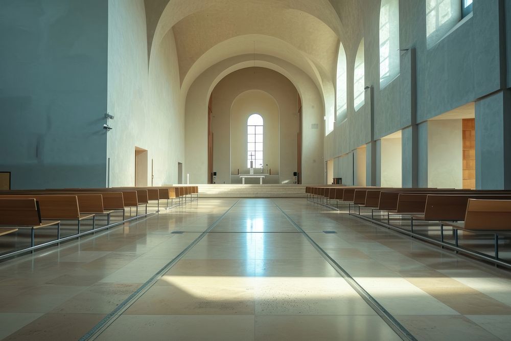 Empty scene of church architecture building flooring.