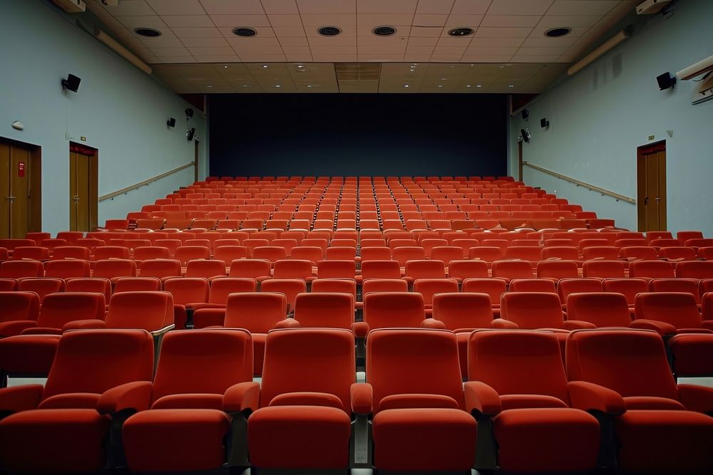 Empty scene of cinema architecture building chair.