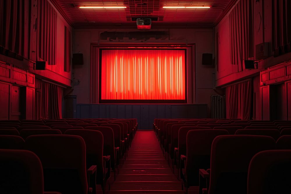 Empty scene of cinema auditorium stage architecture.