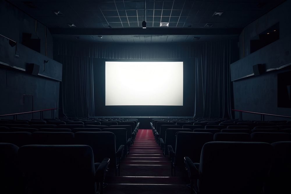 Empty scene of cinema architecture screen electronics.
