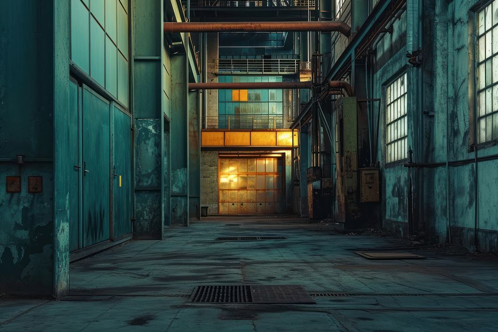 Empty scene of factory street alley city.