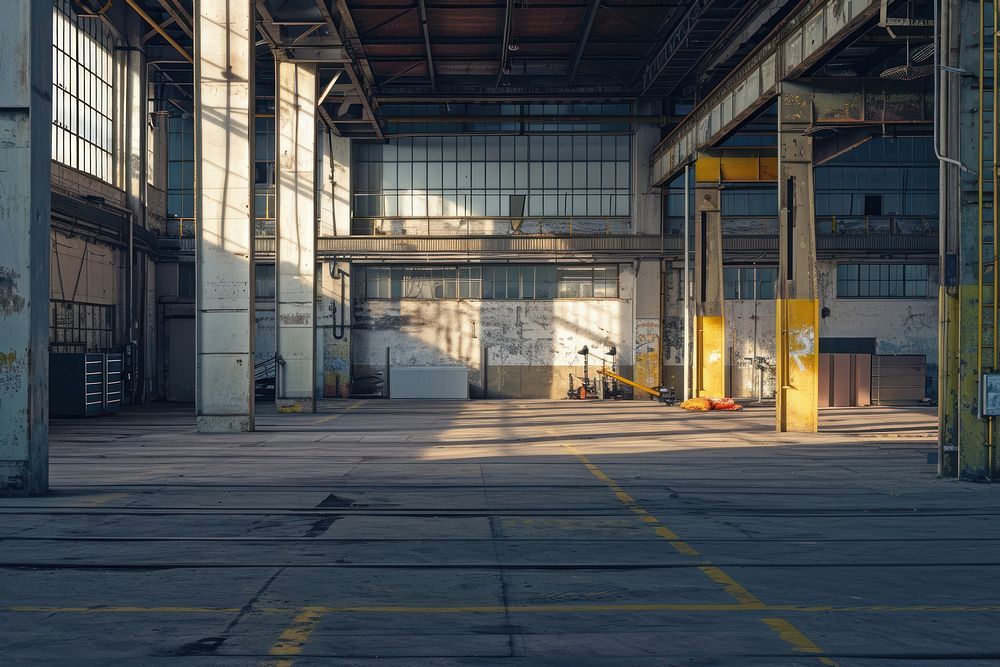 Empty scene of factory architecture building infrastructure.