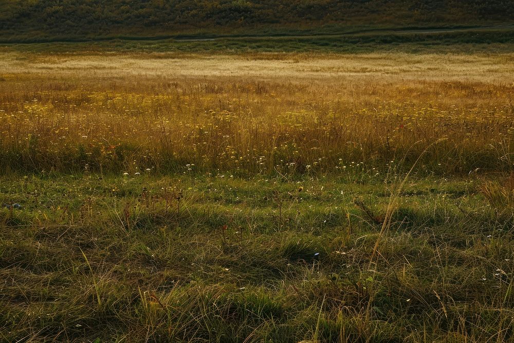 Empty scene of meadow grassland outdoors pasture.
