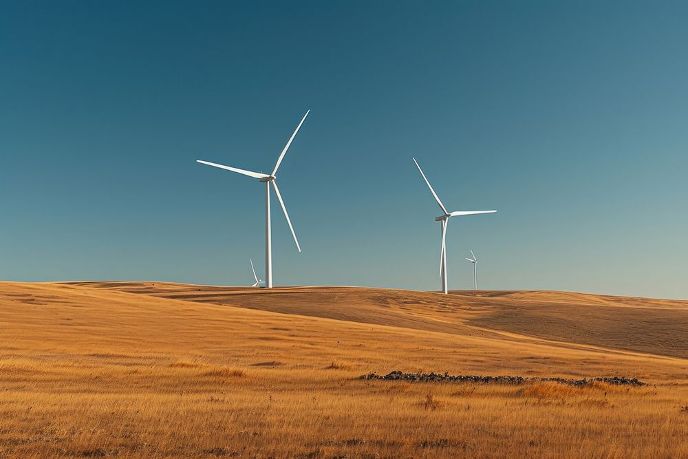 Empty scene of wind farm outdoors windmill turbine.