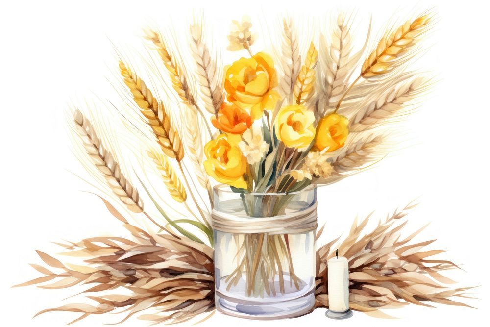 Vase wheat painting flower.