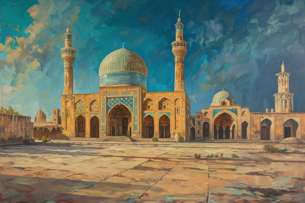 Islamic architecture painting building dome.