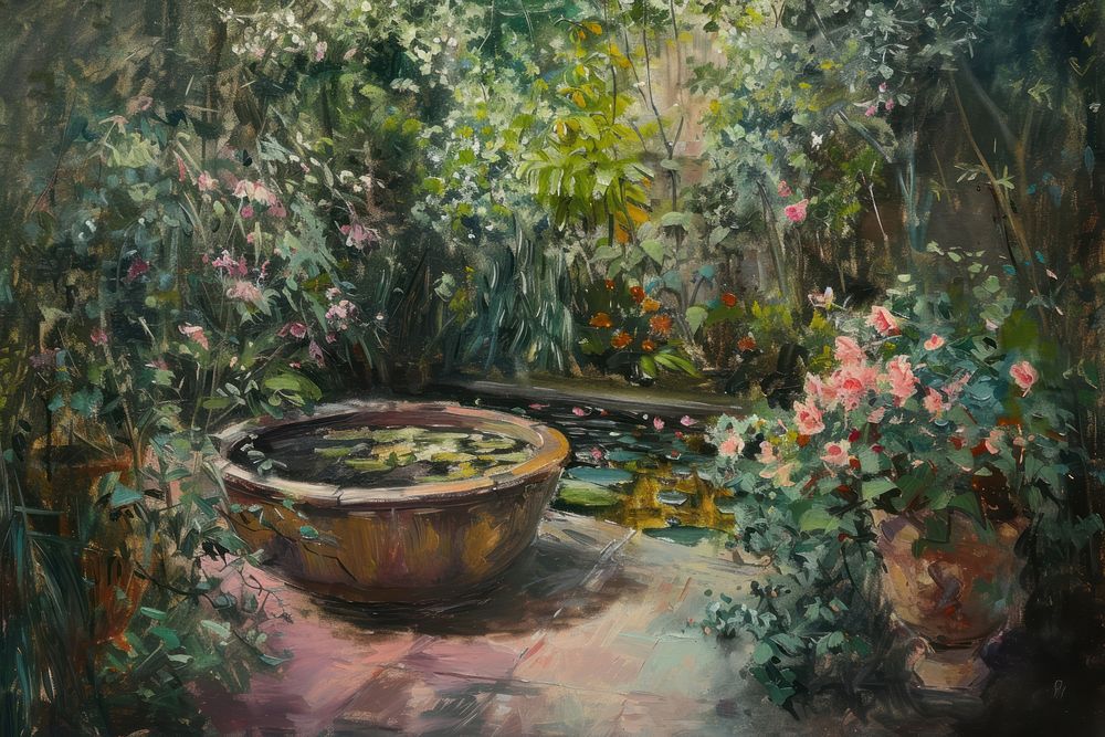 Garden painting outdoors nature.