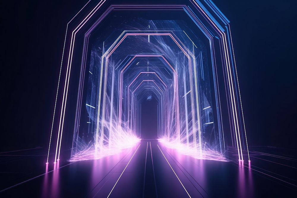 Technology abstract background tunnel light futuristic.
