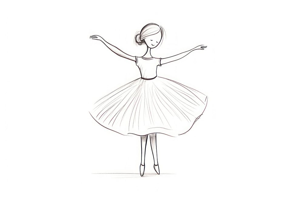 Hand-drawn illustration ballerina dancing drawing ballet.