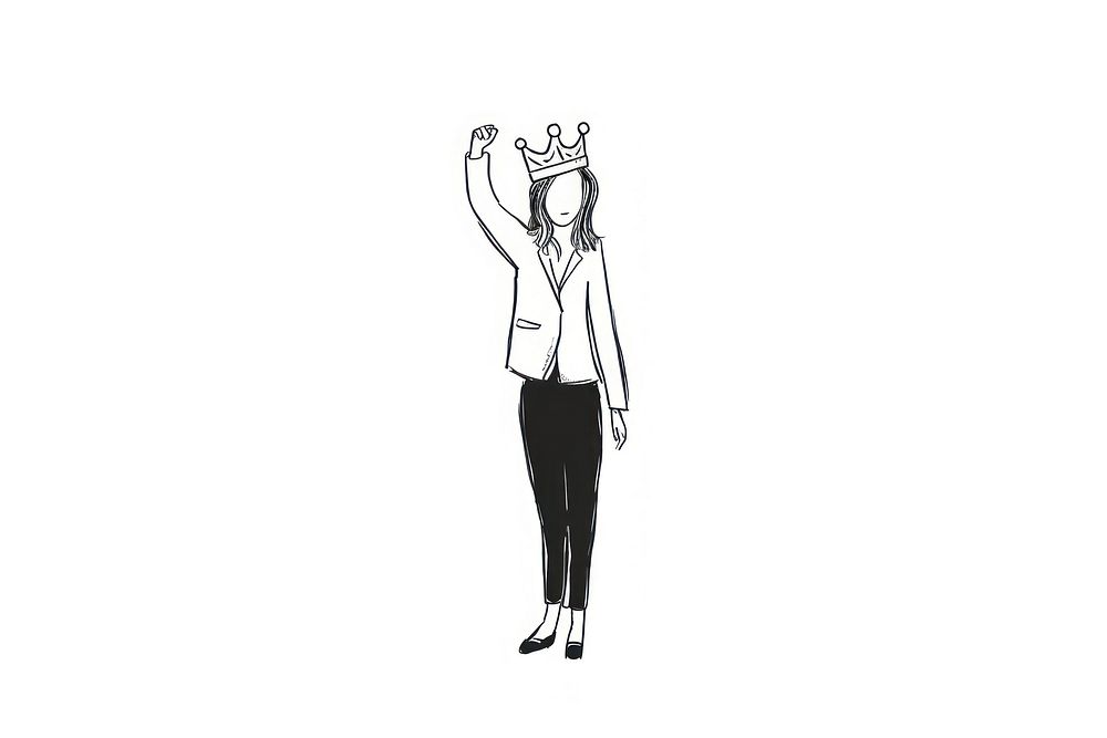Hand-drawn illustration businesswoman wearing crown drawing sketch adult.
