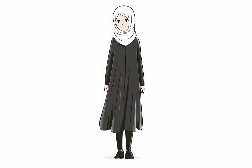 Hand-drawn illustration muslim girl fashion sleeve adult.