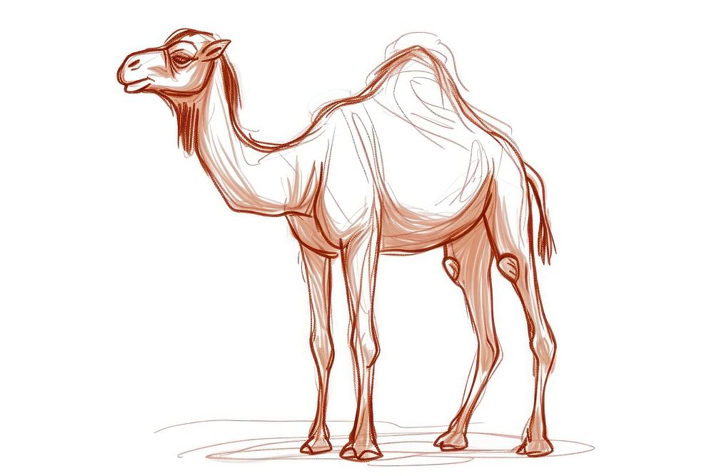 Hand-drawn sketch cartoon camel animal mammal creativity.