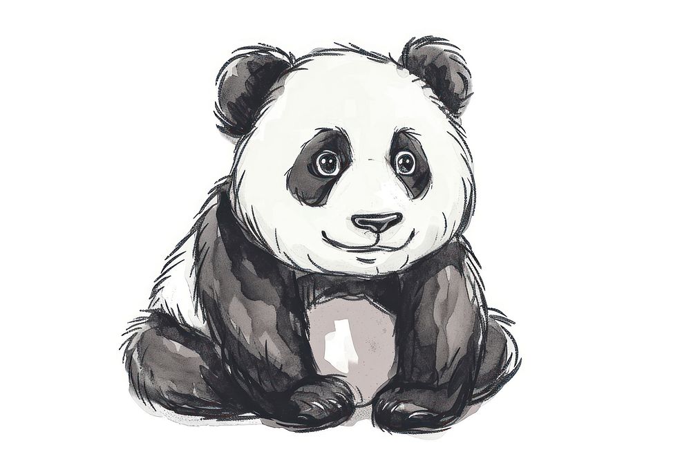 Hand-drawn sketch cartoon panda drawing animal cute.