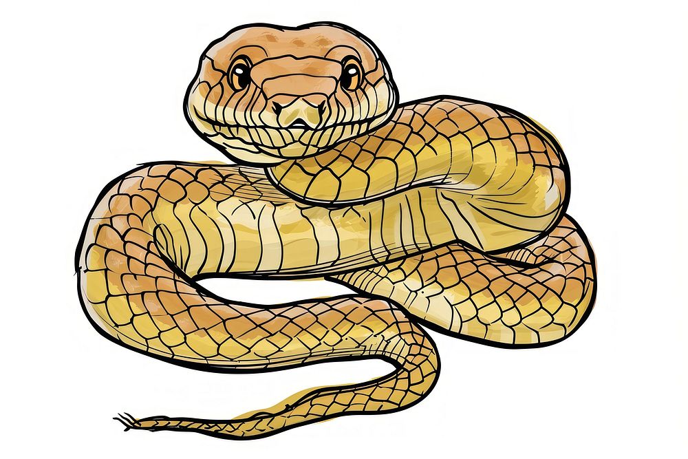 Hand-drawn sketch cartoon snake reptile animal poisonous.