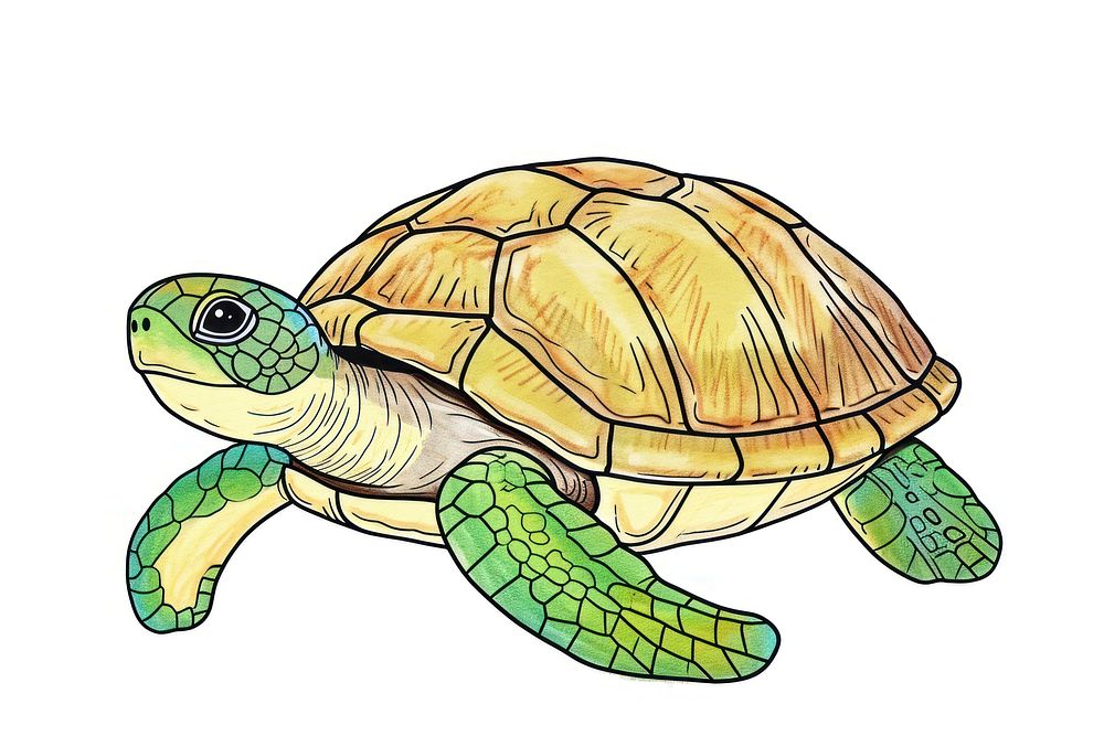 Hand-drawn sketch cute turtle reptile animal wildlife.