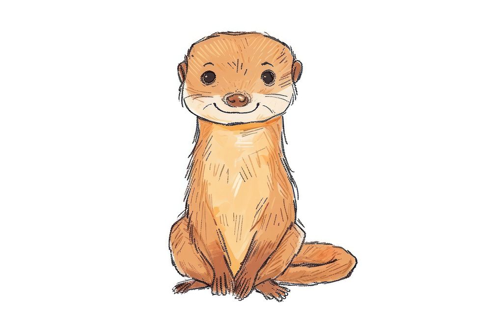 Hand-drawn sketch cute mongoose animal mammal mustelinae.