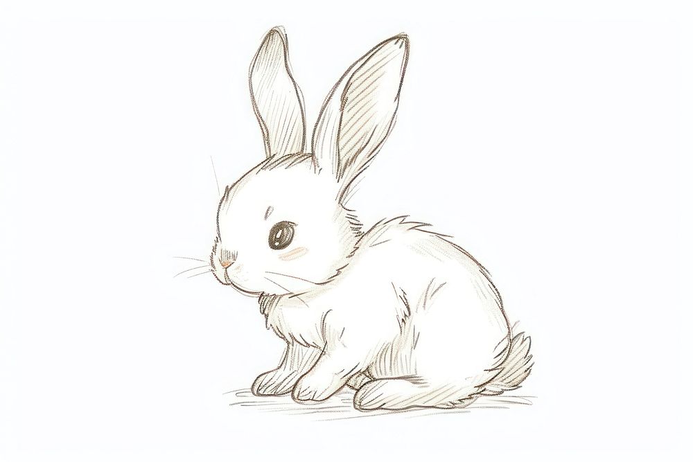 Hand-drawn sketch cute rabbit drawing animal mammal.