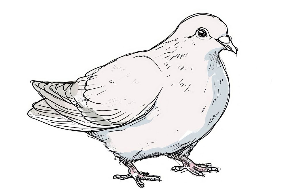 Hand-drawn sketch dove drawing animal pigeon.