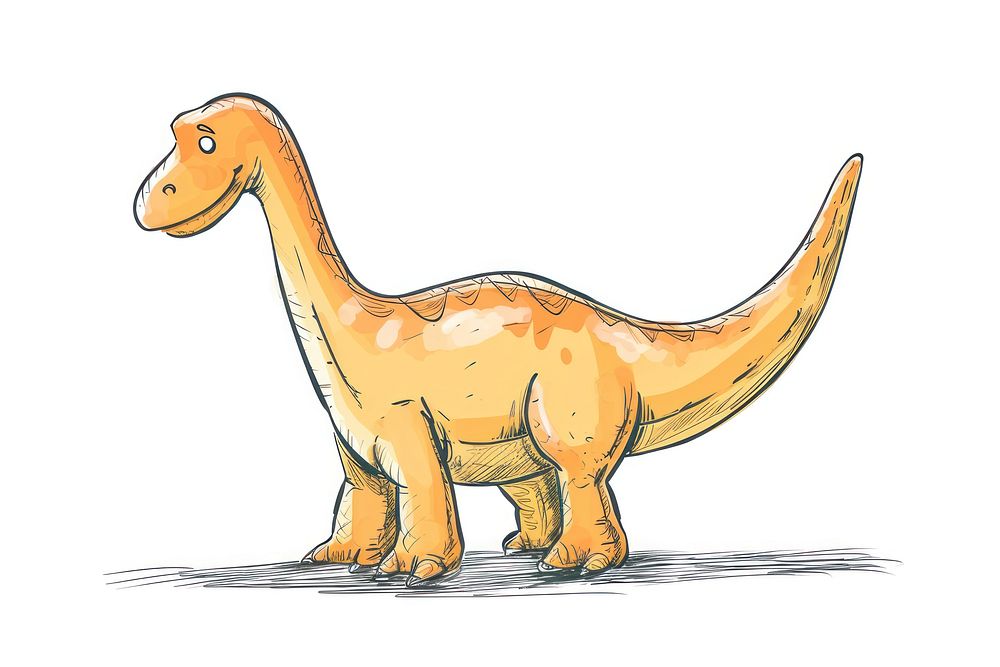 Hand-drawn sketch dinosaur animal mammal standing.